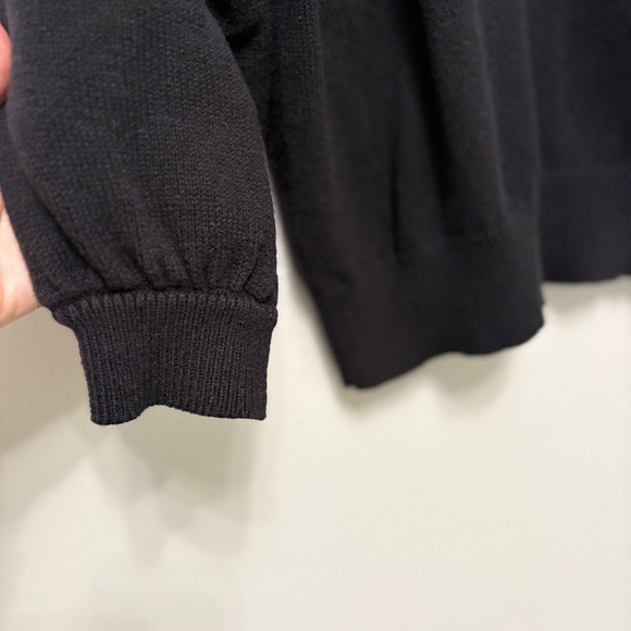 Ann Taylor Puff Sleeve Cotton Sweater - Black, L - Picture 5 of 6